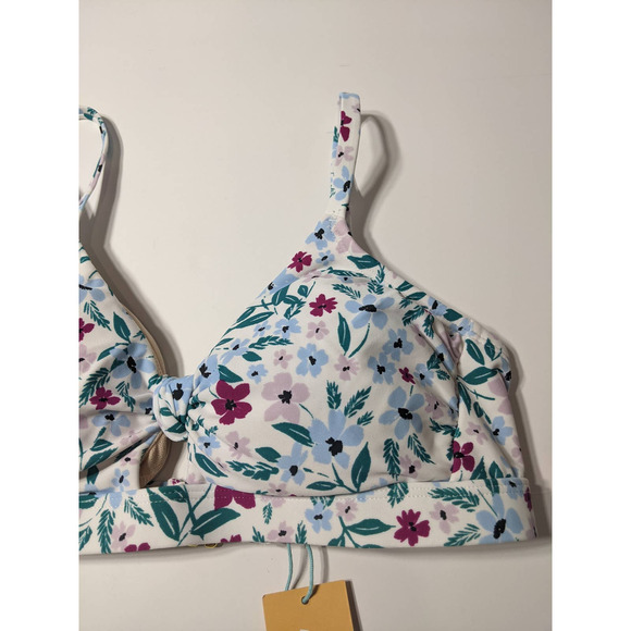 Kona Sol Bikini Top Floral Knot Front Purple S Plant Swimsuit Beach Keyhole Pool - Picture 5 of 12